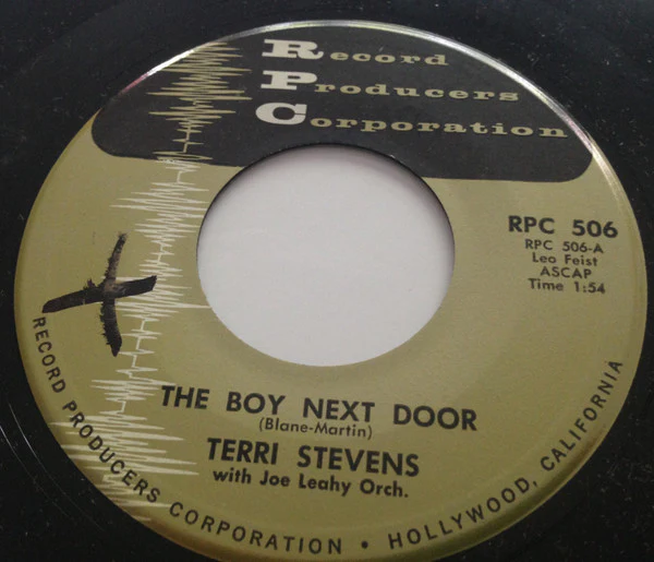 Terri Stevens, Joe Leahy Orchestra – The Boy Next Door (VG+/Generic) – 7", US 1961