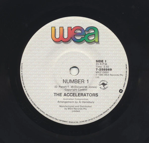 The Accelerators – Number 1 (VG+/Generic) – 7", AU 1985 - Image 3