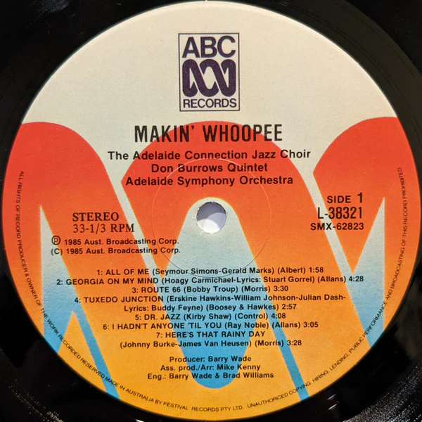 The Don Burrows Quintet, The Adelaide Connection – Makin' Whoopee! (E/VG+) – LP, AU 1985 - Image 5