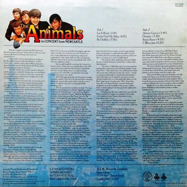The Animals – In Concert From Newcastle (VG+/VG+) – LP, UK 1976 - Image 2
