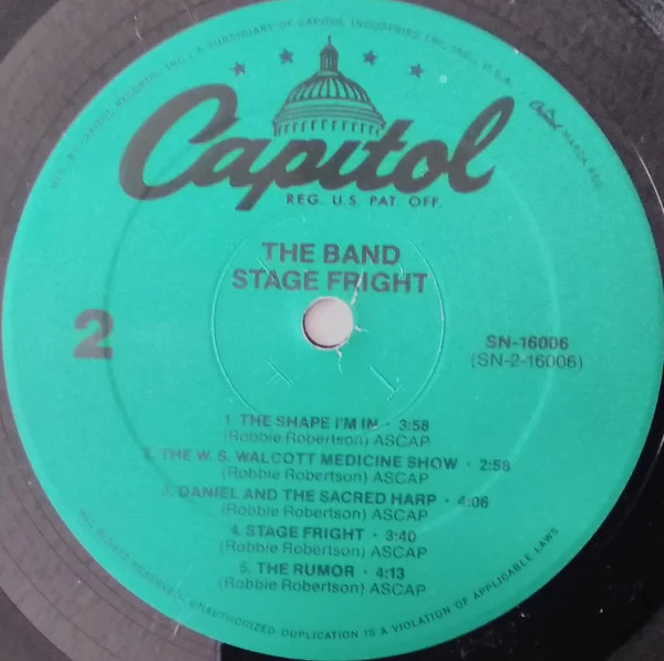 The Band – Stage Fright (VG+/VG+) – LP, US 1980 - Image 4