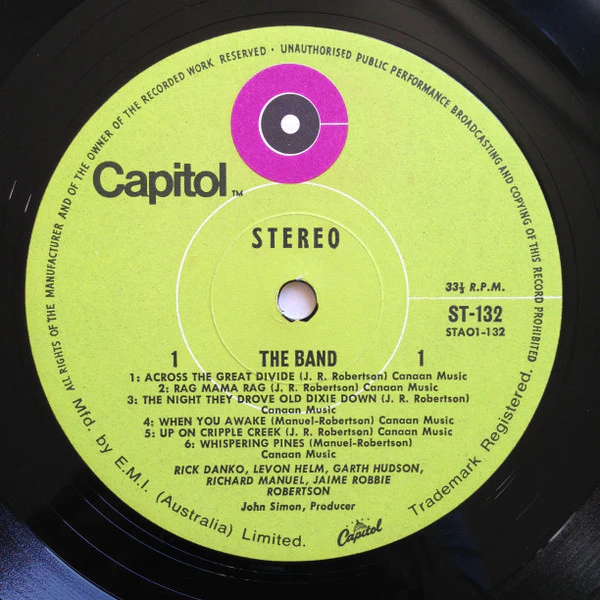 The Band – The Band (VG+/VG+) – LP, AU 1969 - Image 3