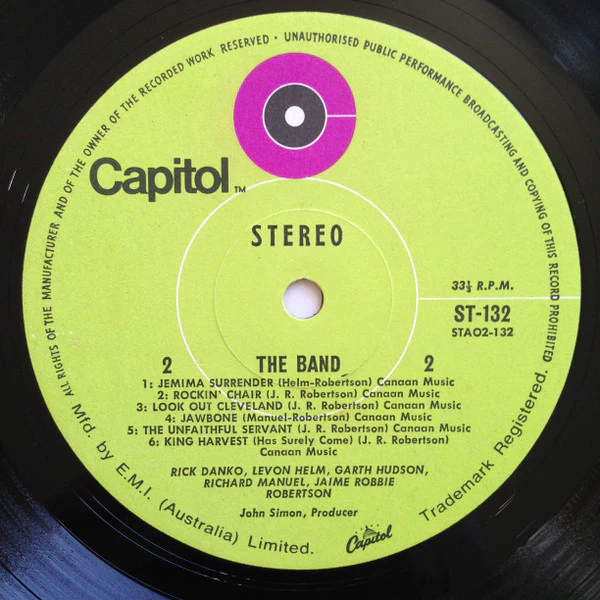 The Band – The Band (VG/VG+) – LP, AU 1969 - Image 4