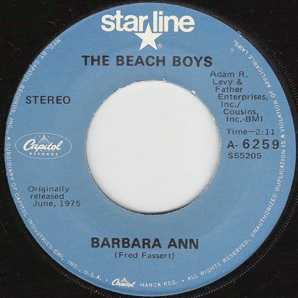 The Beach Boys – Barbara Ann / Little Honda (VG+/Generic) – 7", US 1981