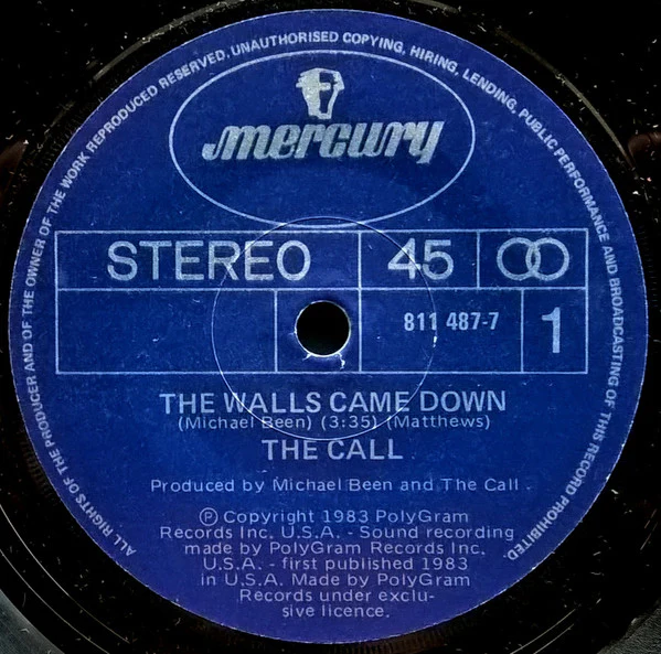 The Call – The Walls Came Down (E/Generic) – 7", AU 1983