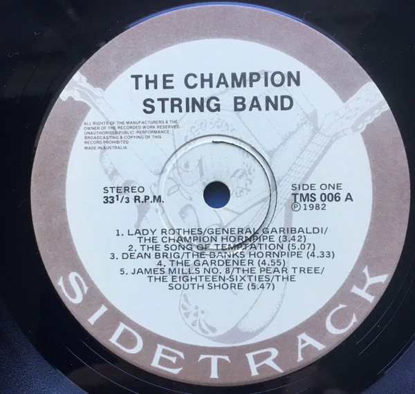 The Champion String Band – The Champion String Band (VG+/VG+) – LP, AU 1981 - Image 3