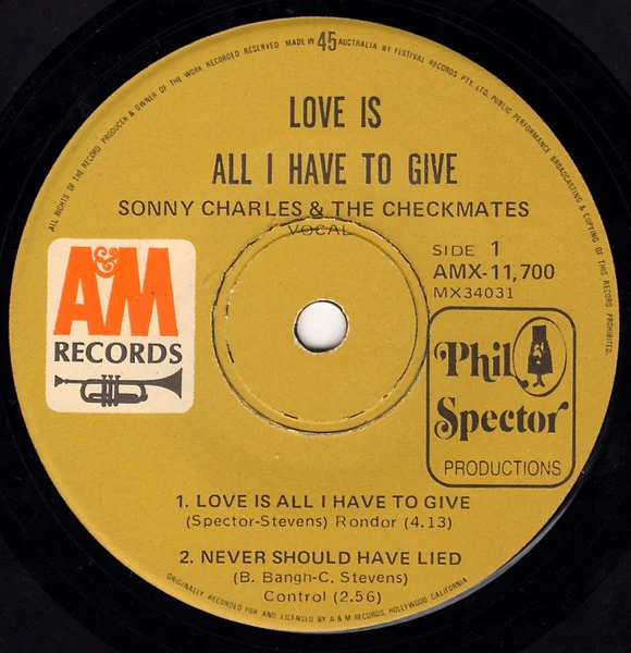 The Checkmates LTD. – Love Is All I Have To Give (VG+/VG+) – 7", AU 1970 - Image 3
