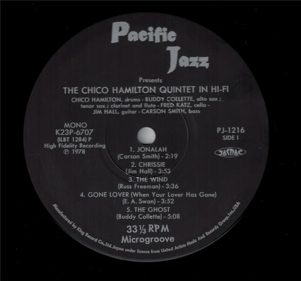 The Chico Hamilton Quintet – Chico Hamilton Quintet In Hi-Fi (VG+/VG) – LP, JP 1978, No OBI - Image 4