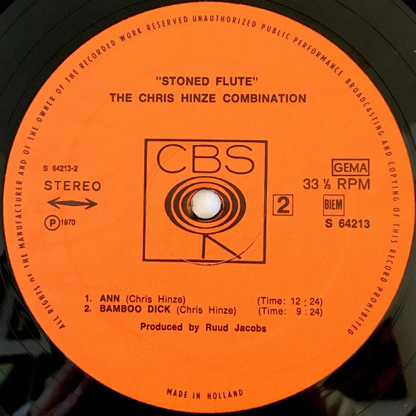 The Chris Hinze Combination – Stoned Flute (VG+/VG+) – LP, NL 1970 - Image 7