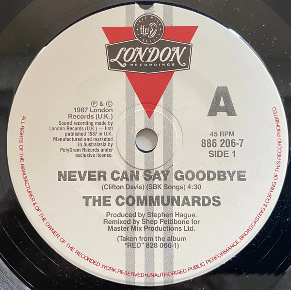 The Communards – Never Can Say Goodbye (E/Generic) – 7", Australasia 1987