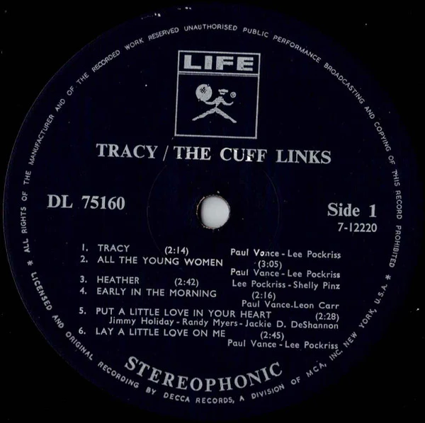 The Cuff Links – Tracy (VG+/VG+) – LP, MY 1969 - Image 3