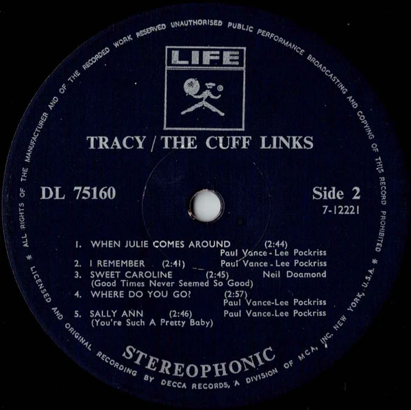 The Cuff Links – Tracy (VG+/VG+) – LP, MY 1969 - Image 4