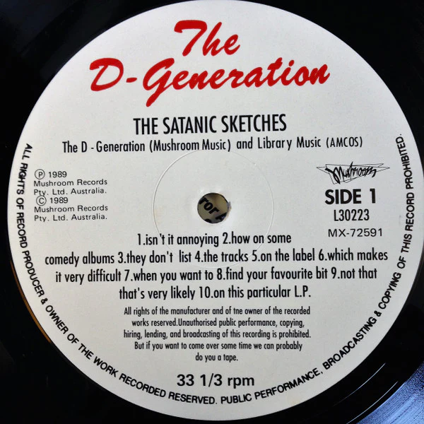 The D-Generation – The Satanic Sketches (VG/VG+) – LP, AU 1989 - Image 3