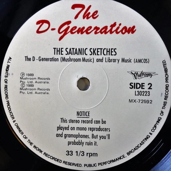 The D-Generation – The Satanic Sketches (VG/VG+) – LP, AU 1989 - Image 4