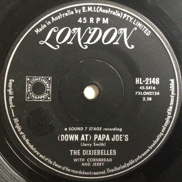 The Dixiebelles, Cornbread And Jerry – (Down At) Papa Joe's (VG+/Generic) – 7", AU 1963