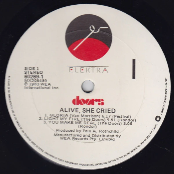 The Doors – Alive, She Cried (VG/VG+) – LP, AU 1983 - Image 4