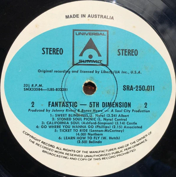 The Fifth Dimension – The Fantastic 5th Dimension (VG+/VG) – LP, AU - Image 4
