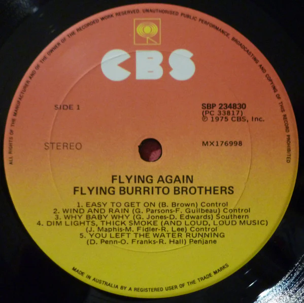 The Flying Burrito Bros – Flying Again (E/VG+) – LP, AU 1975 - Image 3