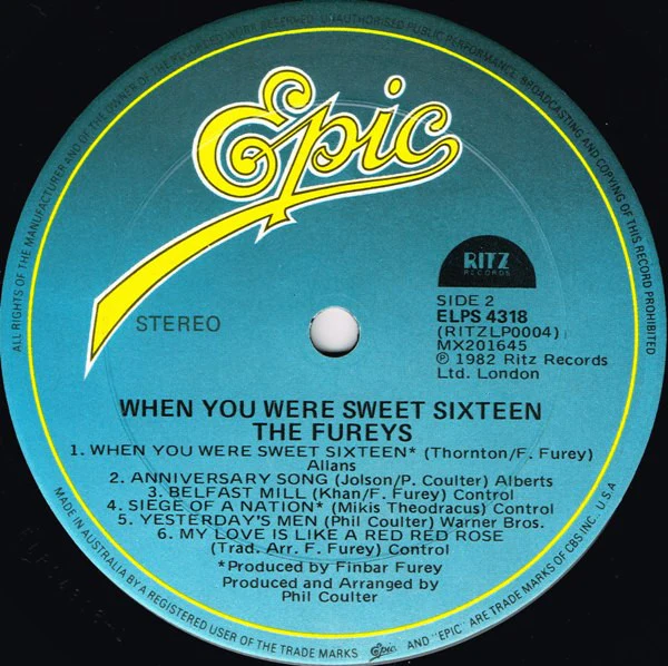 The Fureys – When You Were Sweet Sixteen (VG+/VG+) – LP, AU 1982 - Image 4