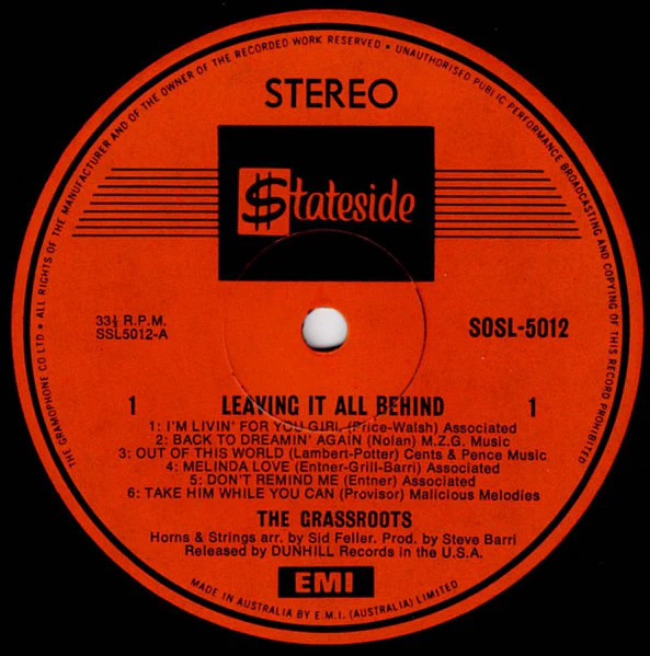The Grass Roots – Leaving It All Behind (VG+/VG+) – LP, AU 1969 - Image 3