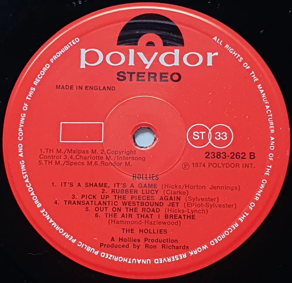 The Hollies – Hollies (VG+/VG+) – LP, UK 1974 - Image 4