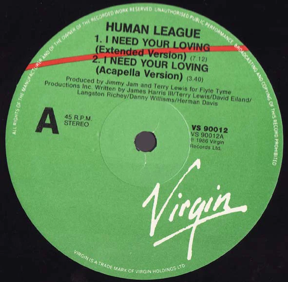 The Human League – I Need Your Loving (VG+/VG+) – 12", AU 1986 - Image 3