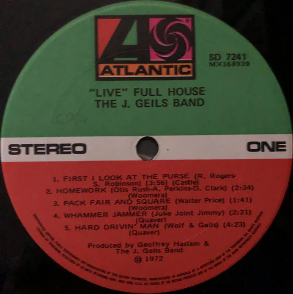The J. Geils Band – "Live" Full House (VG+/VG+) – LP, AU 1972 - Image 3