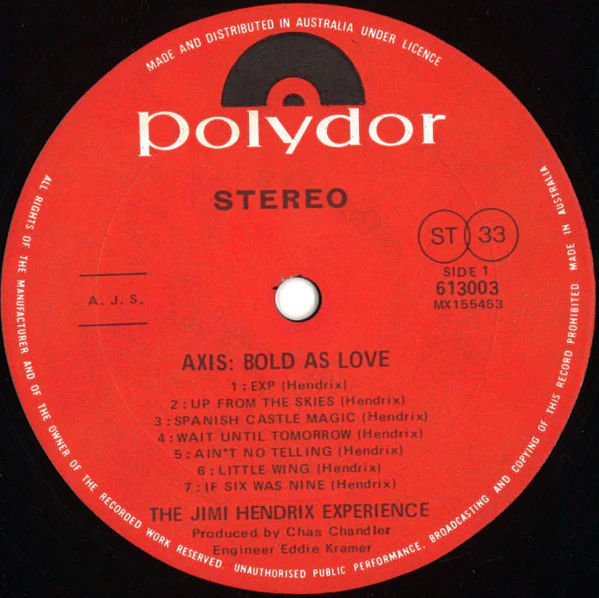 The Jimi Hendrix Experience – Axis: Bold As Love (G+/VG) – LP, AU - Image 5