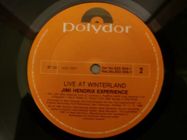 The Jimi Hendrix Experience – Live At Winterland (VG+/E) – 2xLP, AU 1987 - Image 6
