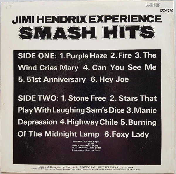 The Jimi Hendrix Experience – Smash Hits (VG/VG) – LP, AU 1968 - Image 2