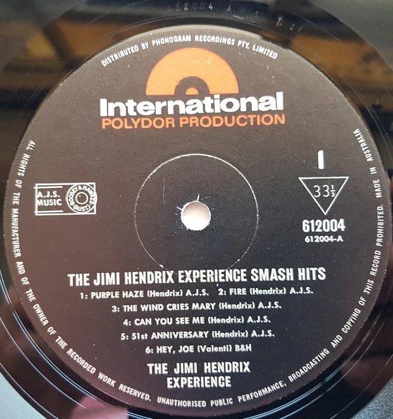 The Jimi Hendrix Experience – Smash Hits (VG/VG) – LP, AU 1968 - Image 3