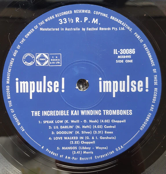 The Kai Winding Trombones – The Incredible Kai Winding Trombones (VG/VG+) – LP, AU 1961 - Image 4