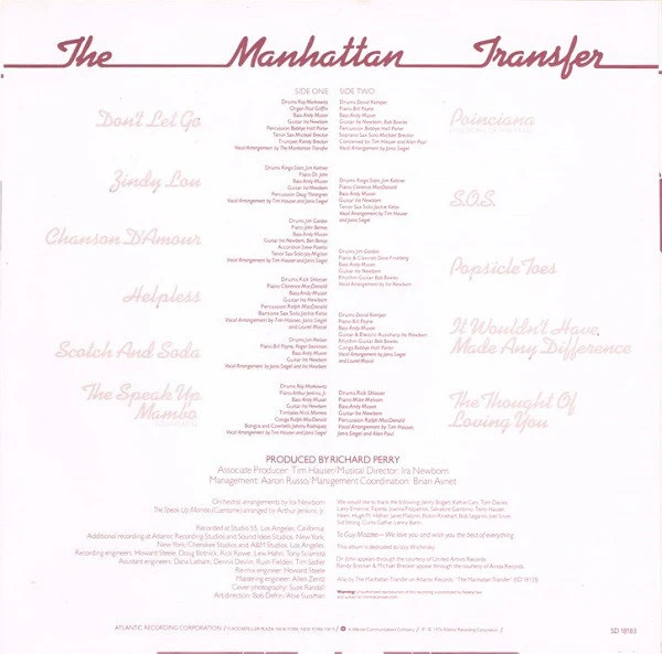 The Manhattan Transfer – Coming Out (VG+/VG+) – LP, AU 1976 - Image 5