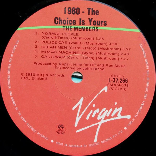 The Members – 1980 - The Choice Is Yours (VG+/VG+) – LP, AU 1980 - Image 4
