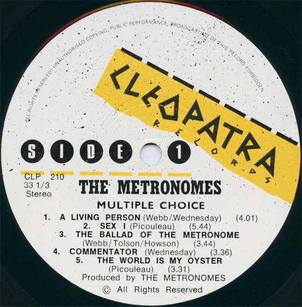 The Metronomes – Multiple Choice (VG+/VG+) – LP, AU 1981 - Image 2