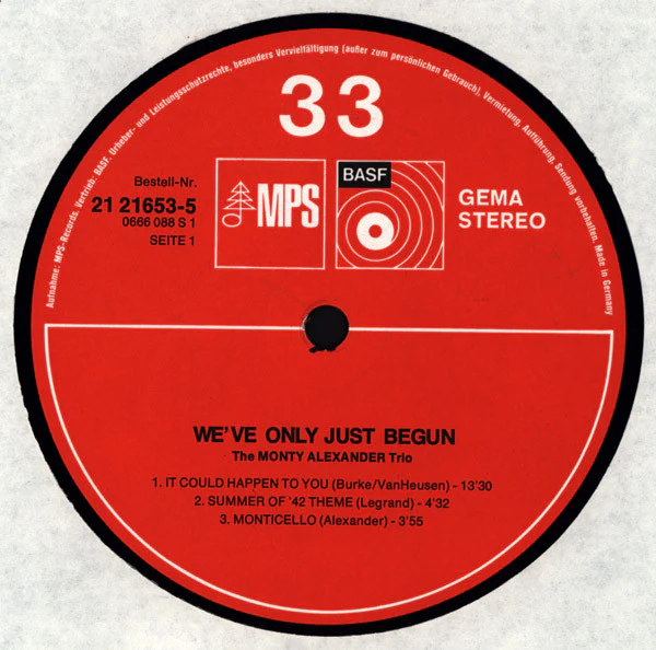 The Monty Alexander Trio – We've Only Just Begun (E/VG+) – LP, DE 1973 - Image 3