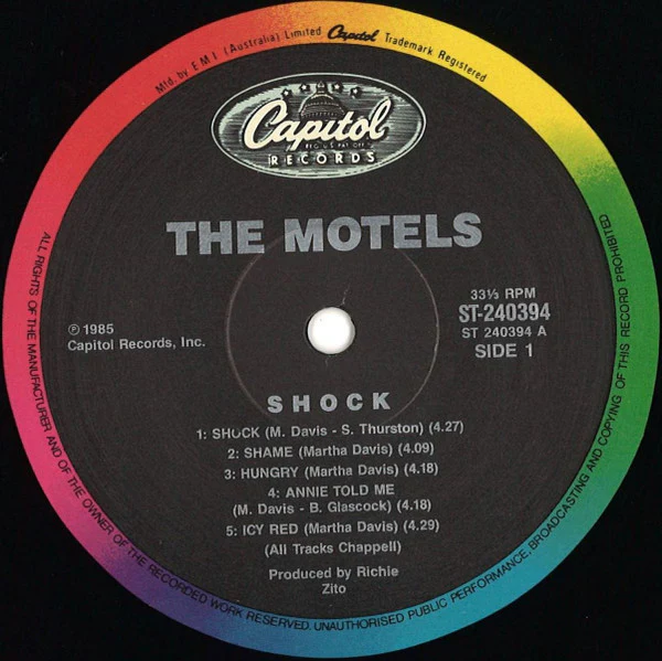 The Motels – Shock (VG+/VG+) – LP, AU 1985 - Image 3