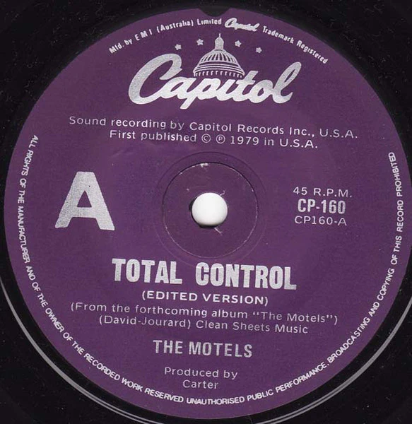 The Motels – Total Control (VG/Generic) – 7", AU 1979