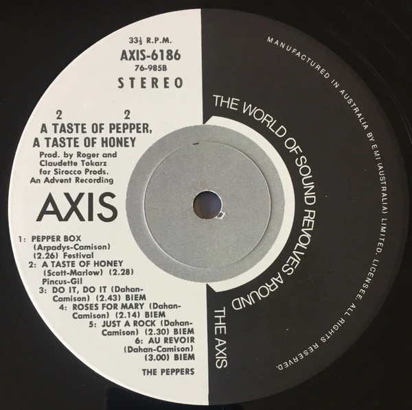 The Peppers – A Taste Of Pepper, A Taste Of Honey (VG+/G+) – LP, AU - Image 2