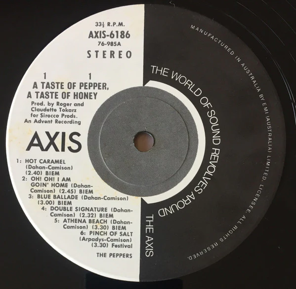 The Peppers – A Taste Of Pepper, A Taste Of Honey (VG+/G+) – LP, AU - Image 3