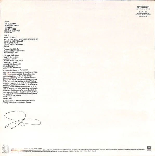 The Pretty Things – Live At The Heartbreak Hotel (VG+/VG+) – LP, DE 1986 - Image 2
