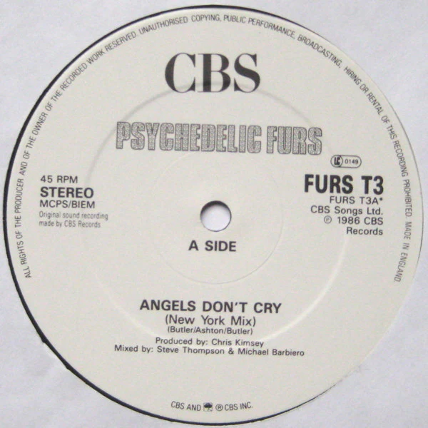 The Psychedelic Furs – Angels Don't Cry (New York Mix) (E/VG+) – 12", UK 1986 - Image 3