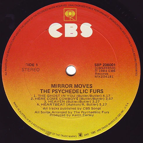 The Psychedelic Furs – Mirror Moves (VG/VG) – LP, AU 1984 - Image 3