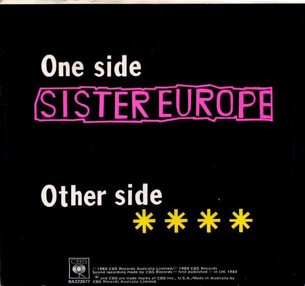 The Psychedelic Furs – Sister Europe (VG+/VG+) – 7", AU 1980 - Image 2
