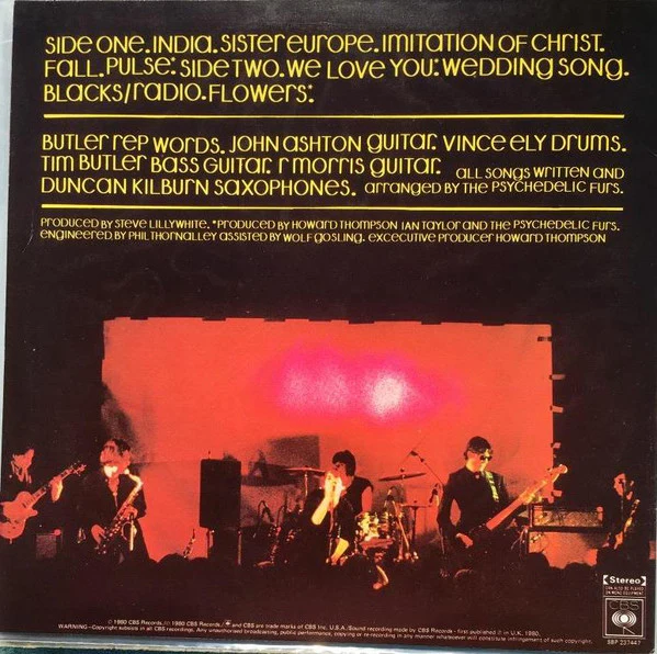 The Psychedelic Furs – The Psychedelic Furs (VG/VG+) – LP, AU 1980 - Image 2