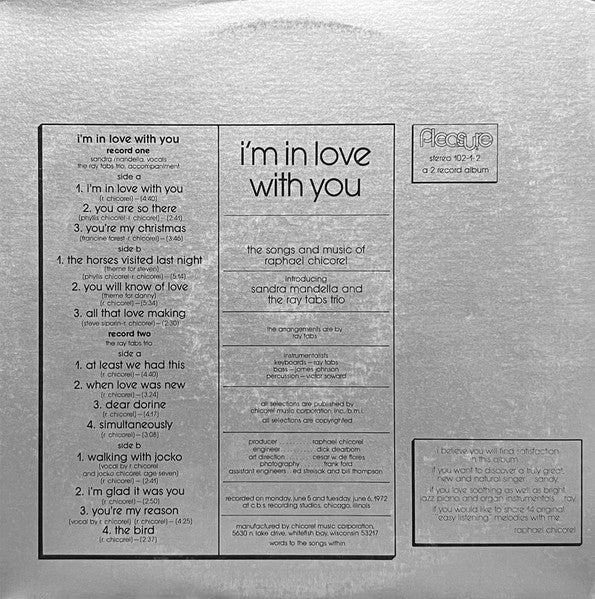 The Ray Tabs Trio, Sandra Mandella, Raphael Chicorel – I'm In Love With You (E/VG+) – 2xLP, US 1972 - Image 4