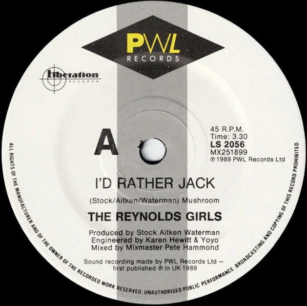 The Reynolds Girls – I'd Rather Jack (E/E) – 7", AU 1989 - Image 3