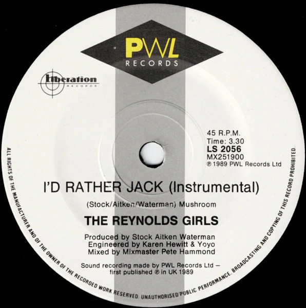 The Reynolds Girls – I'd Rather Jack (E/E) – 7", AU 1989 - Image 4