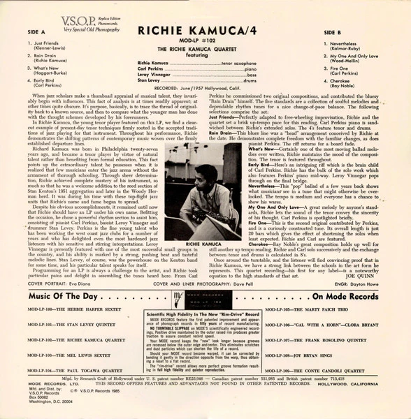 The Richie Kamuca Quartet – Richie Kamuca Quartet (VG/VG+) – LP, US 1985 - Image 2