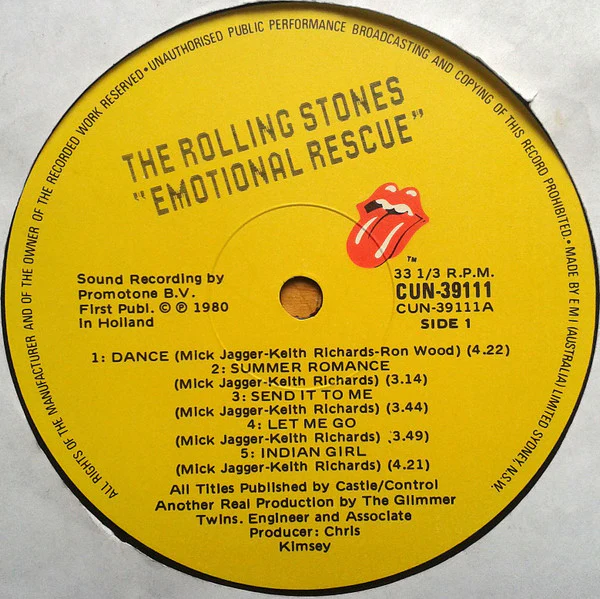 The Rolling Stones – Emotional Rescue (E/E) – LP, AU 1980 - Image 3